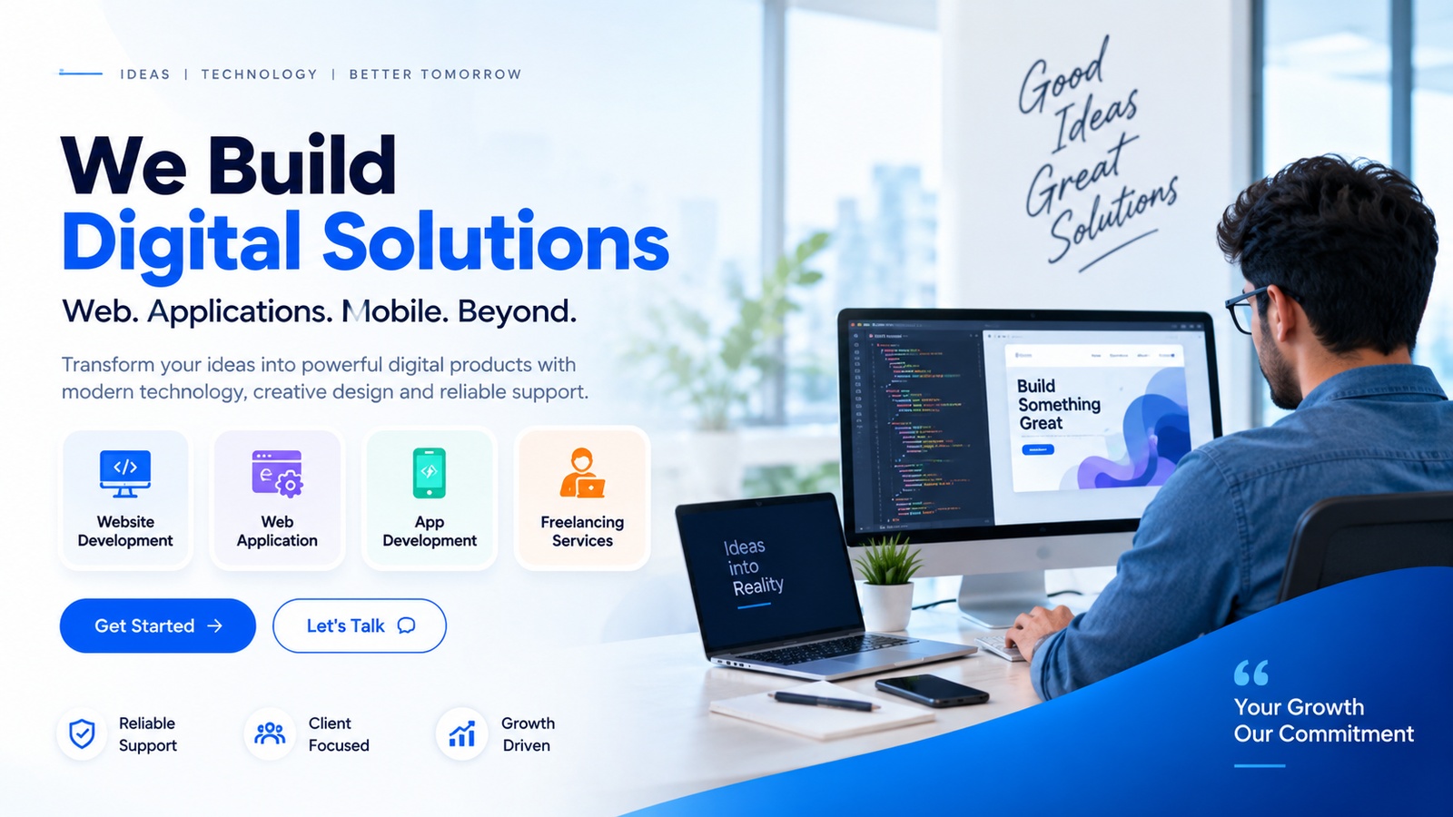 Krith Solution builds digital solutions - website development, web applications, app development and freelancing services.