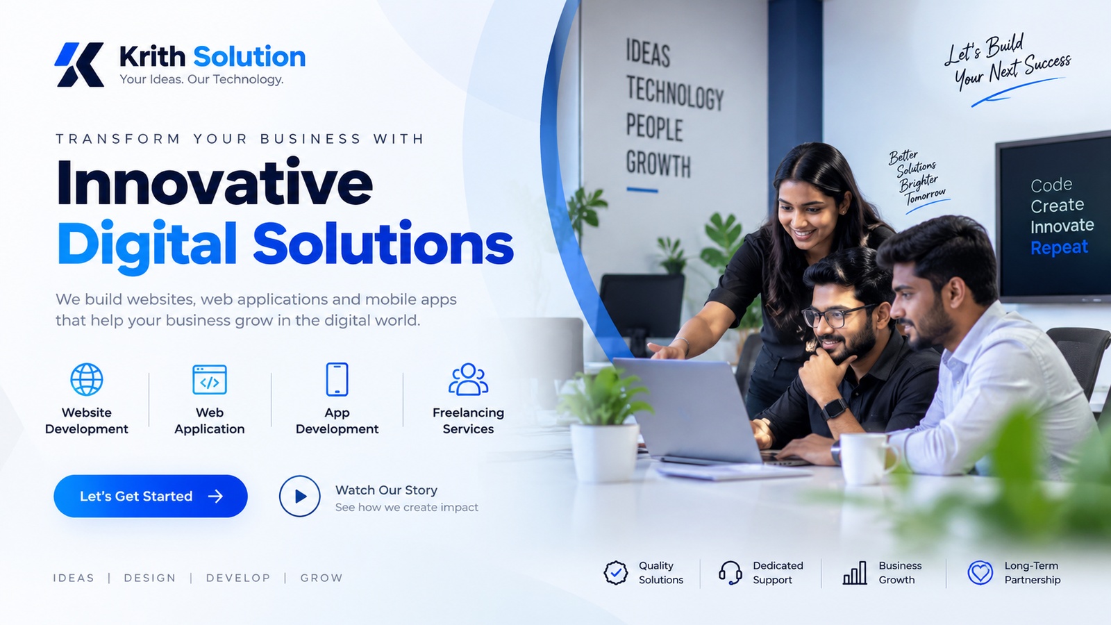 Krith Solution - innovative digital solutions for websites, web applications and mobile apps.